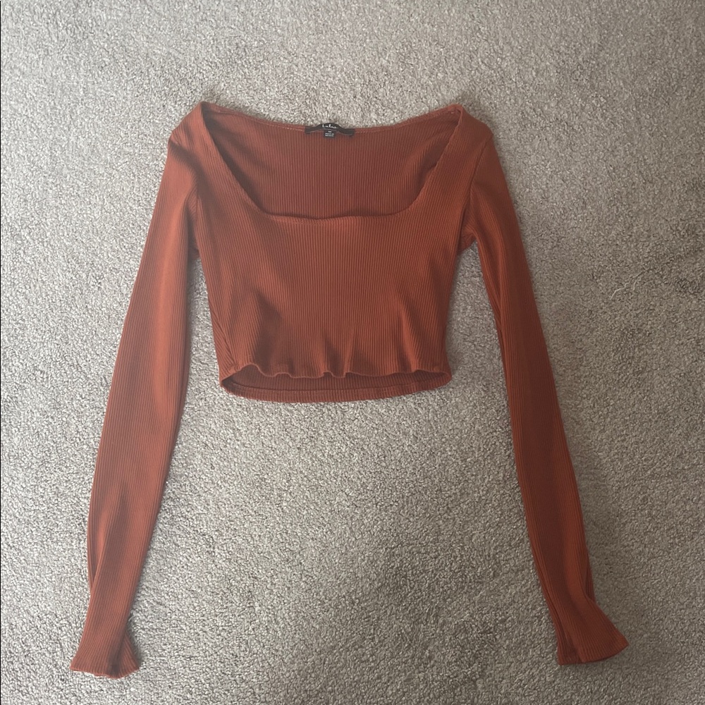 Lulu's Terracotta Long Sleeve Crop Top